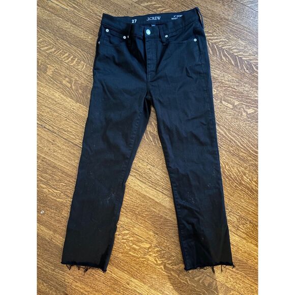J. Crew Denim - J.Crew 9-Inch Demi-Boot Crop Jeans Black Raw Hem Women’s Size 27